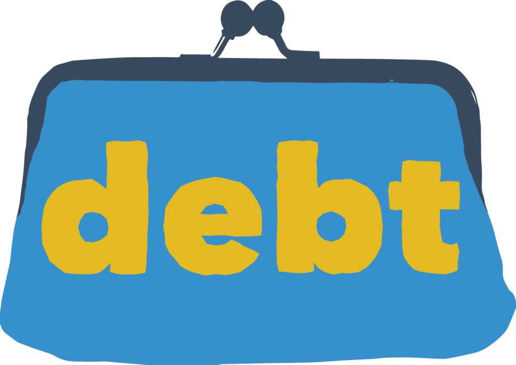 Debt Purse Yellow Text